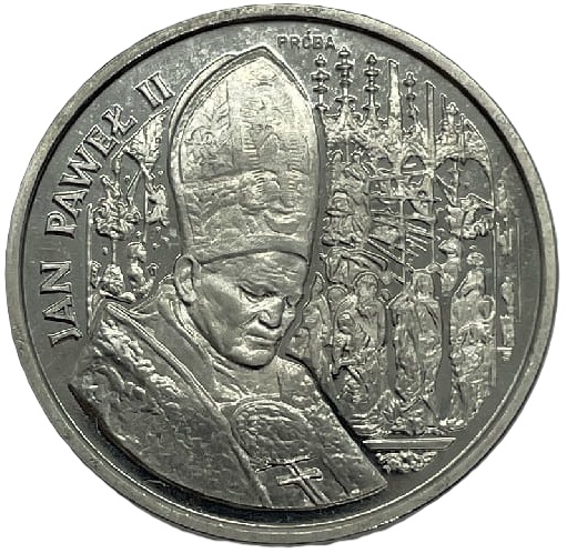Moneta 100000 zł Jan Paweł II Nikiel 1991  próba rewers