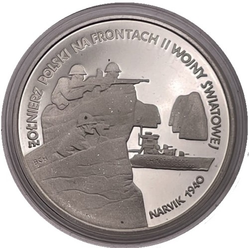 100 000 zł Żołnierz polski na frontach II WŚ Narvik 1991 rewers