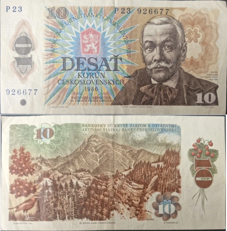 Czechosłowacja banknot 10 koron 1986