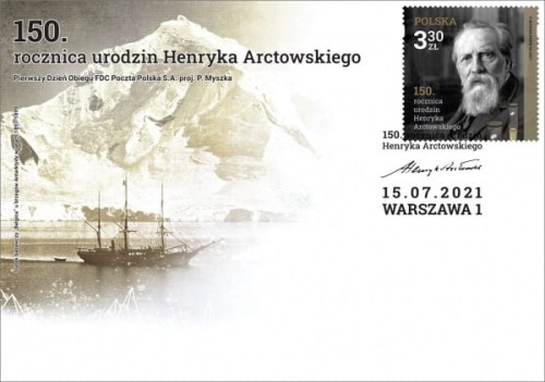 Koperta FDC 150. rocz. urodzin Henryka Arctowskiego 2021 r.