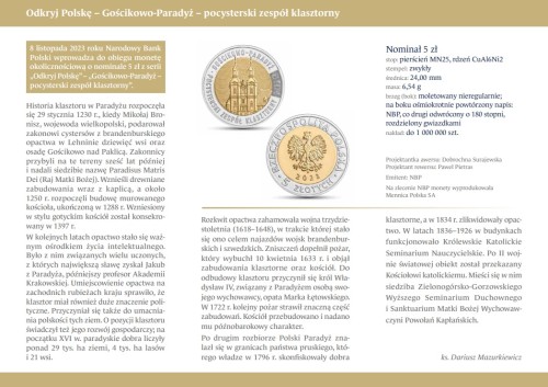 Folder emisyjny 2023 5 zł Paradyż środek