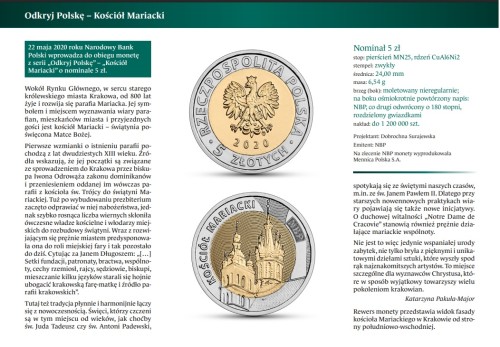 Folder emisyjny 2020 5 zł Kościół Mariacki środek