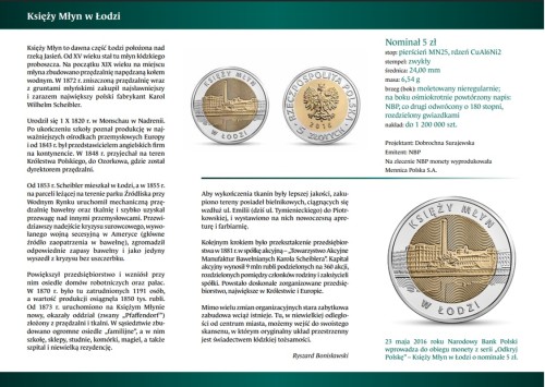 Folder emisyjny 2016 5 zł Księży Młyn środek