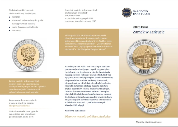 Folder emisyjny 2024 5 zł Zamek w Łańcucie