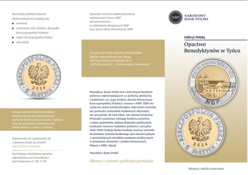 Folder emisyjny 2024 5 zł Opactwo Benedyktynów w Tyńcu