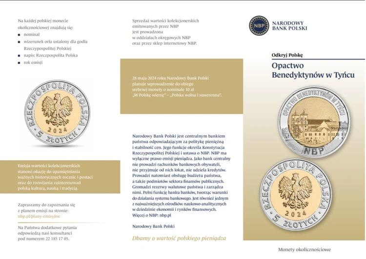 Folder emisyjny 2024 5 zł Opactwo Benedyktynów w Tyńcu
