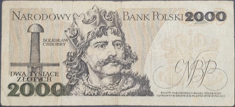 anknot 2000 zł 1979 seria dwuliterowa Mieszko I stan 3 rewers