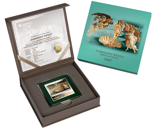 Moneta 1 dolar Narodziny Wenus Arcydzieła renesansu 2014 box