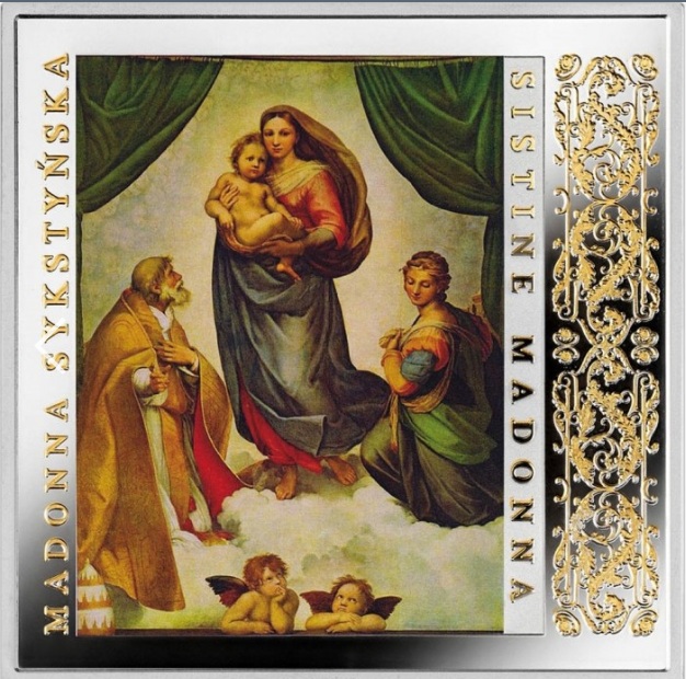Moneta 1 dolar Madonna Sykstyńska Arcydzieła renesansu 2016 rewers