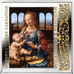 Moneta 1 dolar Madonna z Goździkiem Arcydzieła renesansu 2014