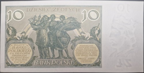 Banknot 10 złotych 1929 stan 2 awers