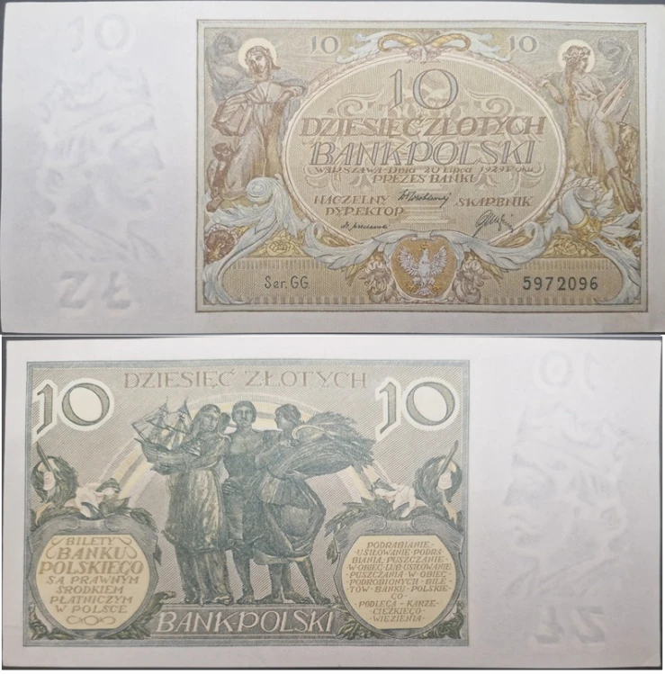Banknot 10 złotych 1929 stan 2