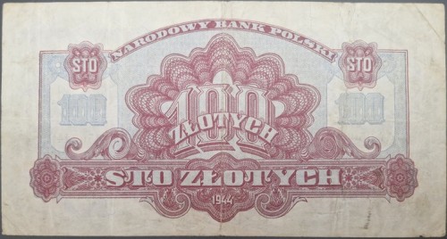 Banknot 100 zł 1944 seria lubelska awers