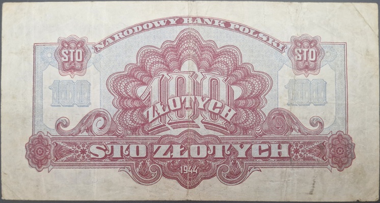 Banknot 100 zł 1944 seria lubelska awers