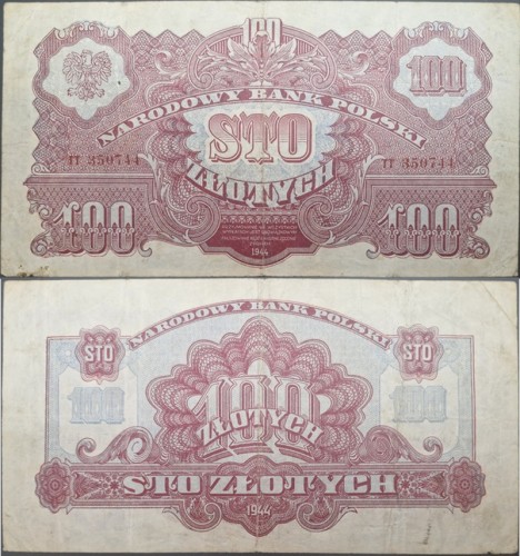 Banknot 100 zł 1944 seria lubelska