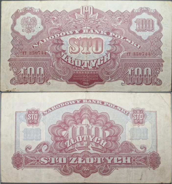 Banknot 100 zł 1944 seria lubelska