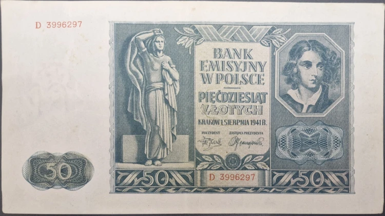 Banknot 50 zł 1941 awers