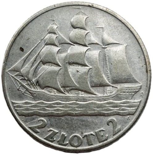 Moneta 2 zł Żaglowiec 1936 rewers