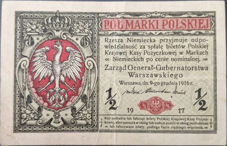 1/2 marki polskich 1917 generał awres
