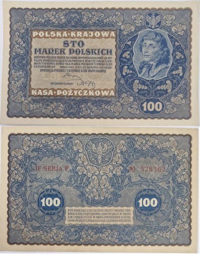Banknot 100 marek polskich VIII 1919 stan 2