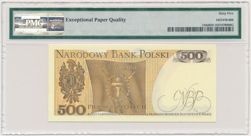 Banknot 500 złotych 1982 PMG 65 EPQ rewers