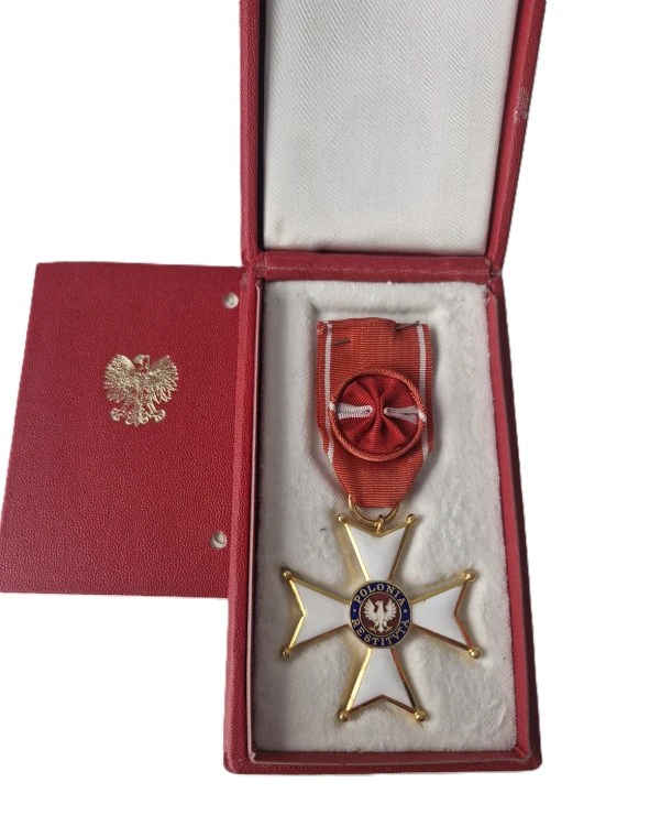Krzyż Oficerski Orderu Odrodzenia Polski IV Klasa 1944 pudełko legitymacja awers
