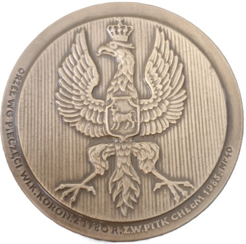 Medal Stanisław August Poniatowski popiersie PTTK rewers