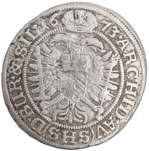Moneta 6 krajcarów 1673 SHS Leopold I Breslau rewers