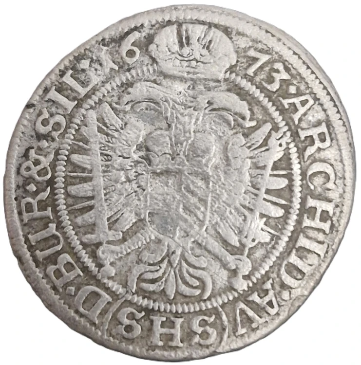 Moneta 6 krajcarów 1673 SHS Leopold I Breslau rewers