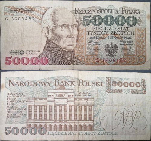 Banknot 50000 zł 1993 stan 3