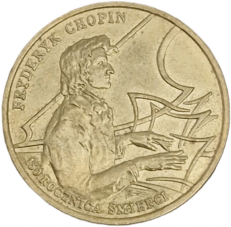 Moneta okolicznościowa 2 złote Fryderyk Chopin 1999 rewers
