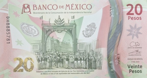 Meksyk banknot 20 pesos 2023 awers