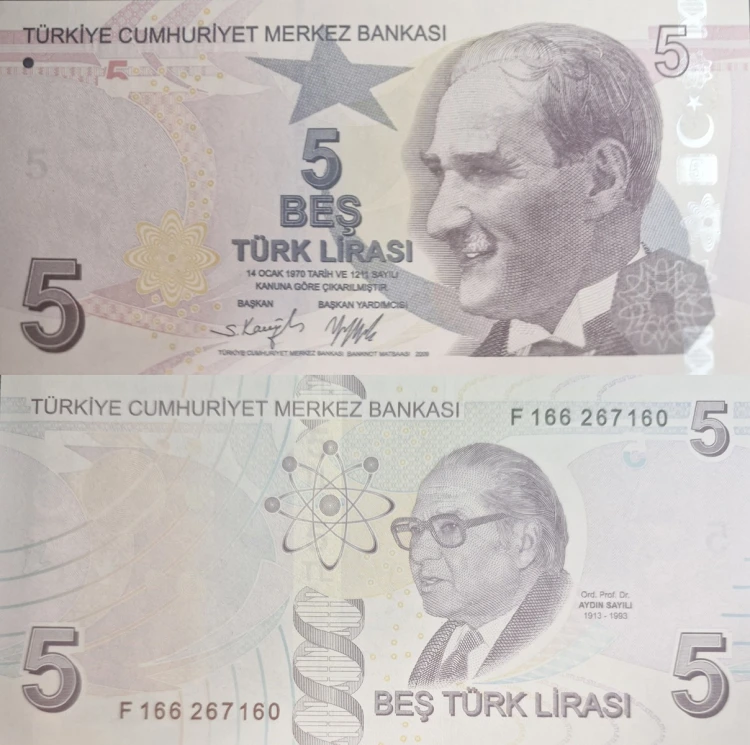 Turcja banknot 5 Lira 2009