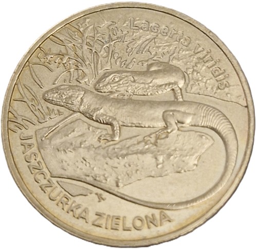 Moneta 2 zł Jaszczurka zielona 2009 rewers