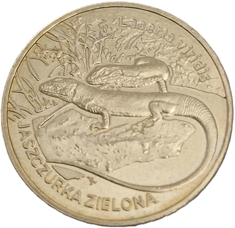 Moneta 2 zł Jaszczurka zielona 2009 rewers
