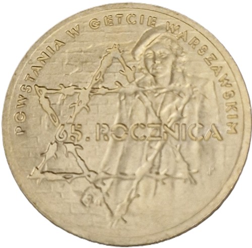 Moneta 2 zł 65 rocznica Powstania w Getcie Warszawskim 2008 rewers