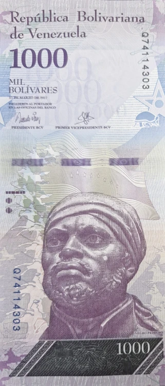 Wenezuela banknot 1000 Bolivares 2017 awers