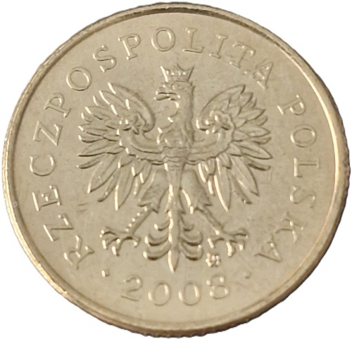 Moneta 5 groszy 2008 awers