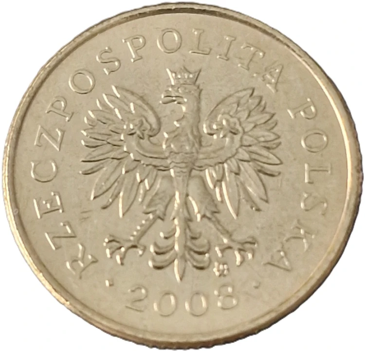 Moneta 5 groszy 2008 awers