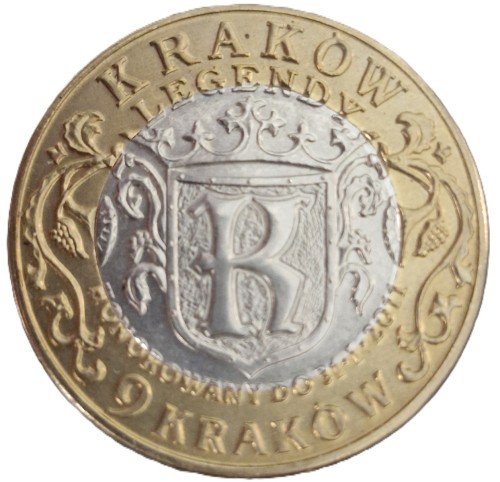 Moneta zastępcza 9 kraków Smok Wawelski 2011 awers