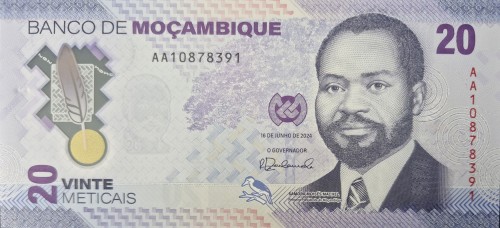 Mozambik banknot 20 meticais 2024 awers