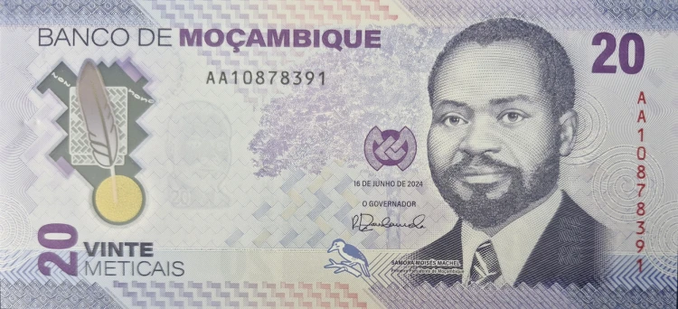Mozambik banknot 20 meticais 2024 awers