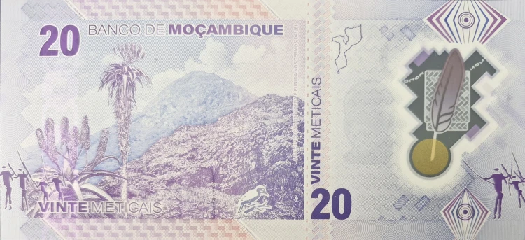 Mozambik banknot 20 meticais 2024 rewers
