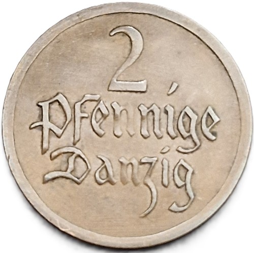 Moneta 2 fenigi 1926 Wolne Miasto Gdańsk awers