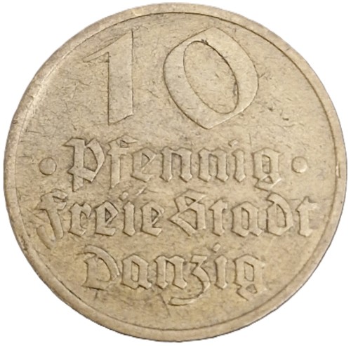 Moneta 10 fenigów 1932 Wolne Miasto Gdańsk rewers