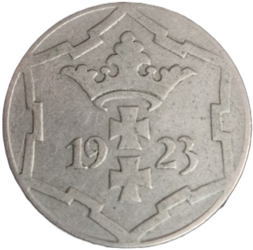 Moneta 10 fenigów Wolne Miasto Gdańsk 1923 awers