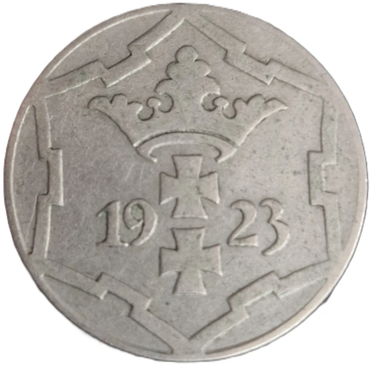 Moneta 10 fenigów Wolne Miasto Gdańsk 1923 awers