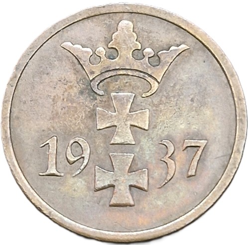 Moneta 1 fenig 1937 stan 3 awers