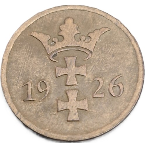 Moneta 2 fenigi 1926 Wolne Miasto Gdańsk awers
