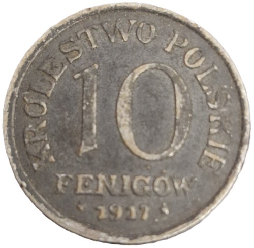 10 fenigów 1918 Królestwo Polskie rewers